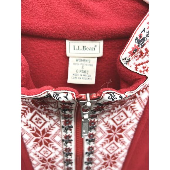 LL Bean Womens Bright Red Fleece Vest Decorative Front Panel Size S - Picture 3 of 6